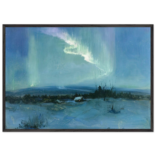 Northern Lights - Romanticism - Sydney Laurence 70x100 cm / 28x40 inches Framed Art Print – Black Wooden Frame