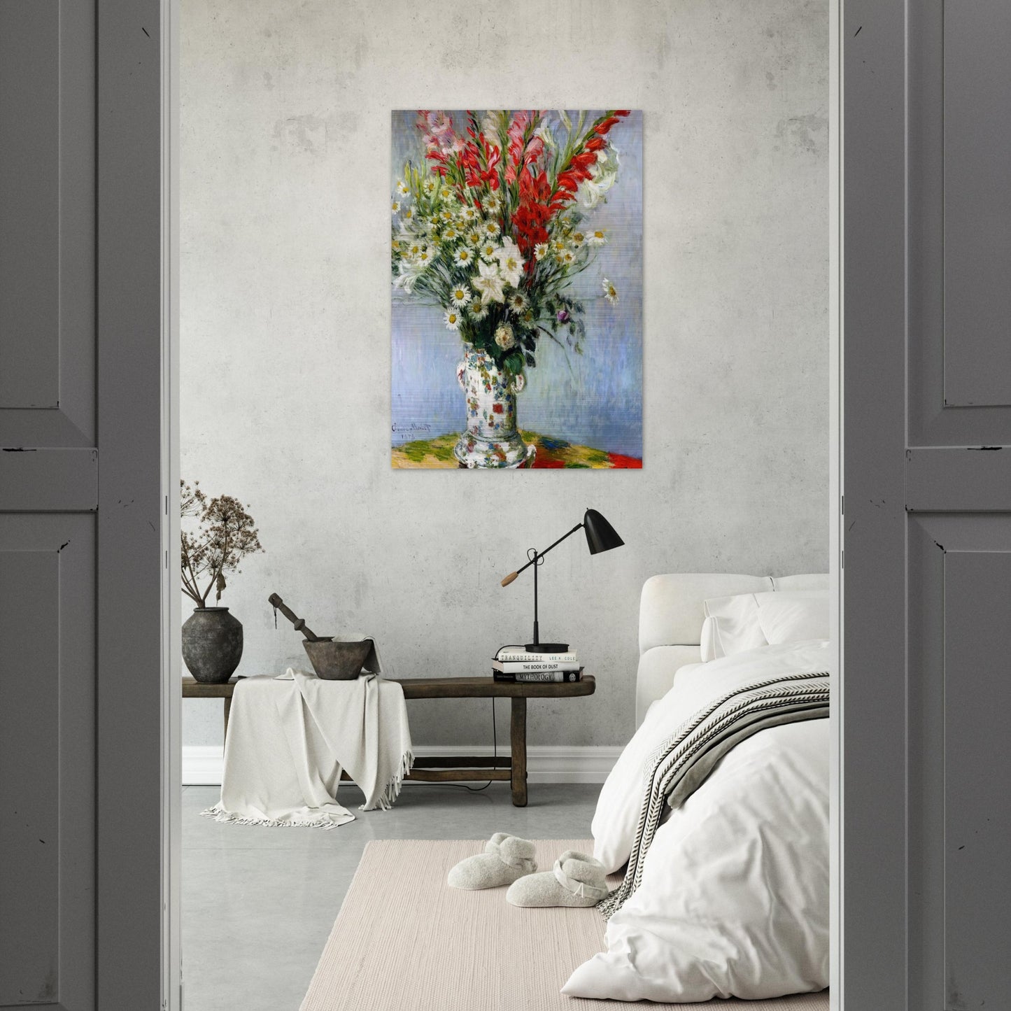 Bouquet of Gadiolas, Lilies and Dasies - claude monet Brushed Aluminum Print - 70x100 cm / 28x40 inches | claude monet Aluminum Print | claude monet Prints
