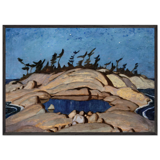 Night Pine Island - 1921 - AY Jackson 70x100 cm / 28x40 inches Framed Art Print – Black Wooden Frame