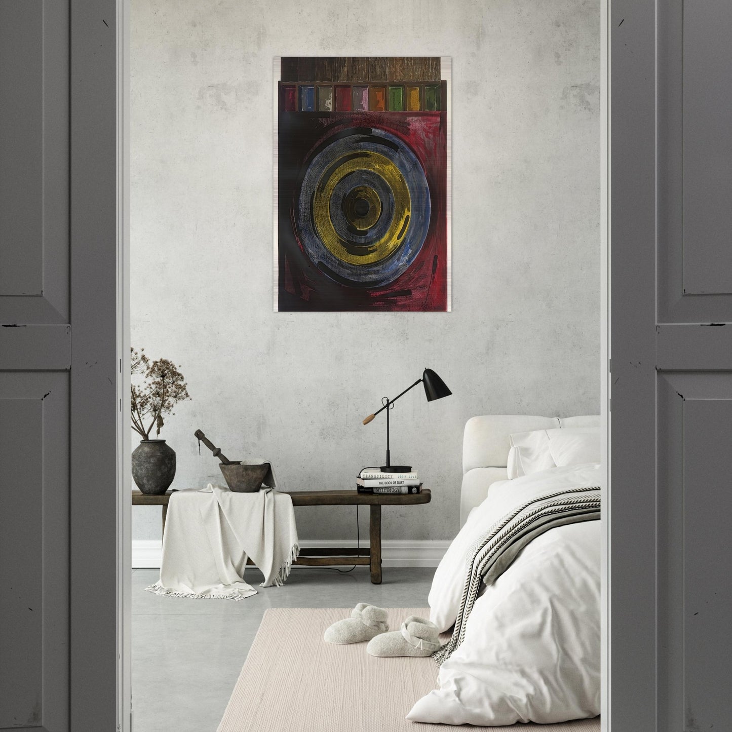 TARGET WITH PLASTER CASTS UNIVERSAL LIMITED ART EDITIONS 208 - Jasper Johns Brushed Aluminum Print - 70x100 cm / 28x40 inches | Jasper Johns Aluminum Print | Jasper Johns Prints