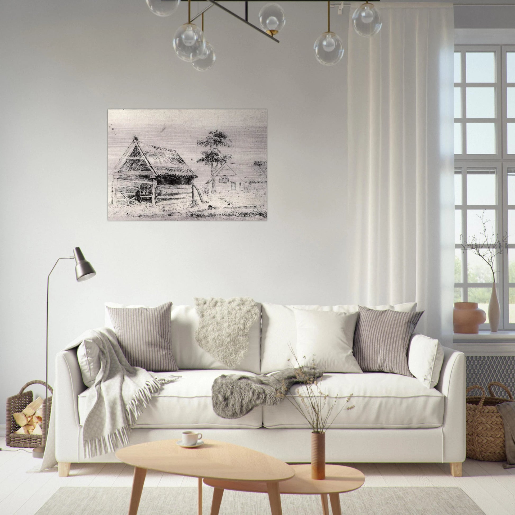 Barn and Farmhouse - Vincent van Gogh Brushed Aluminum Print - 70x100 cm / 28x40 inches | Vincent van Gogh Aluminum Print | Vincent van Gogh Prints