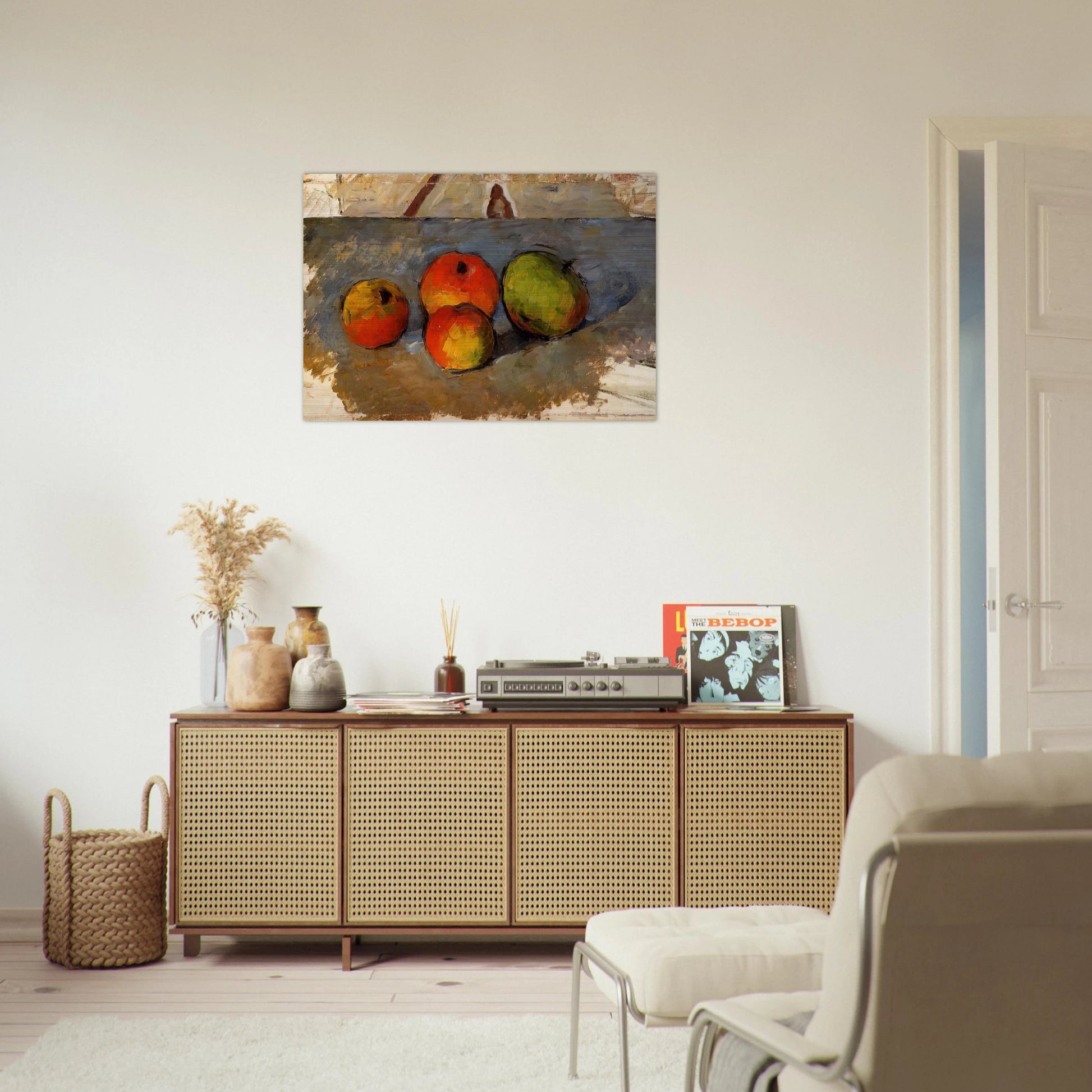 Four Apples - Paul Cézanne Brushed Aluminum Print - 70x100 cm / 28x40 inches | Paul Cézanne Aluminum Print | Paul Cézanne Prints