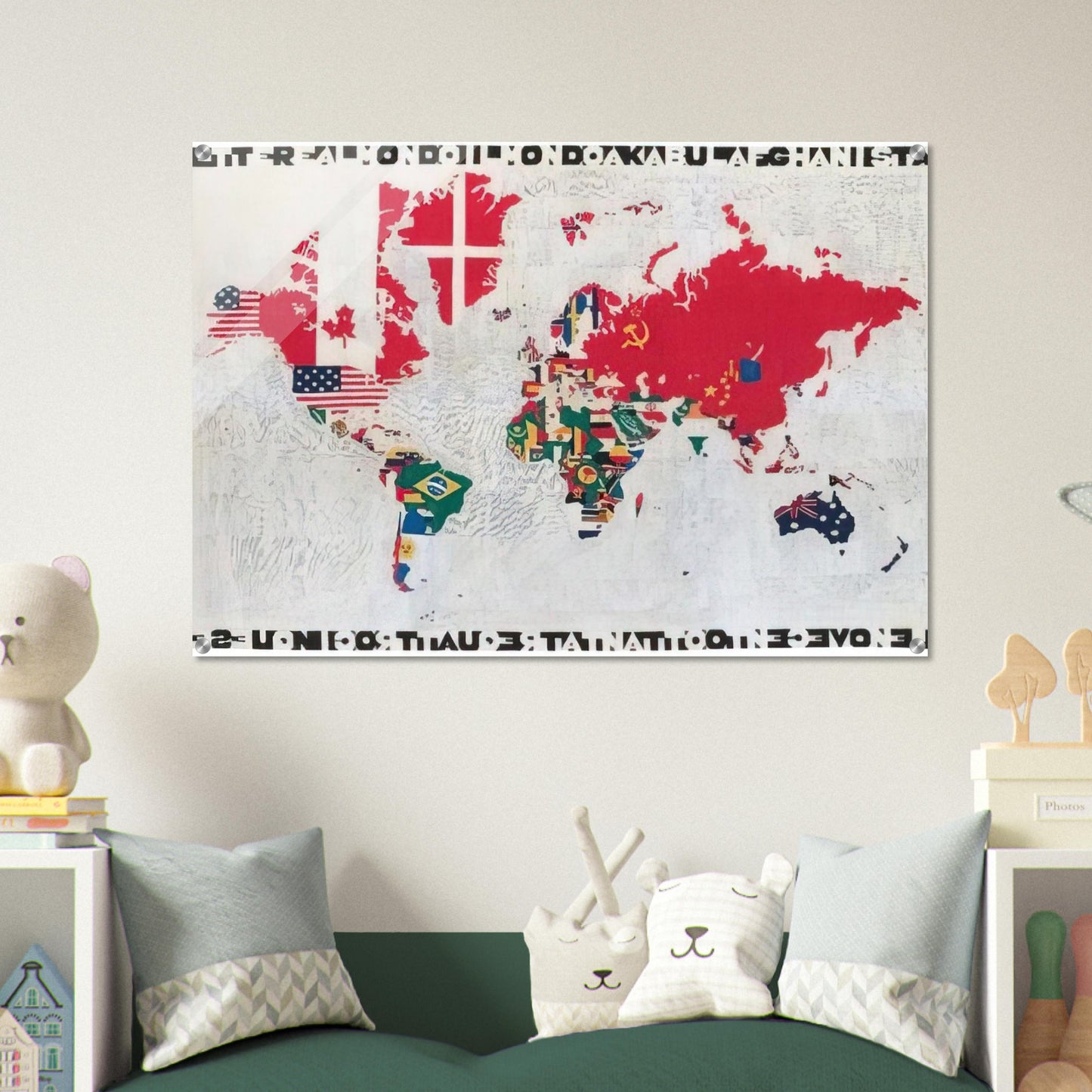 MAPPA 1983 - Alighiero Boetti Acrylic Print - 70x100 cm / 28x40″ inches | Alighiero Boetti Wall Art | Alighiero Boetti Prints