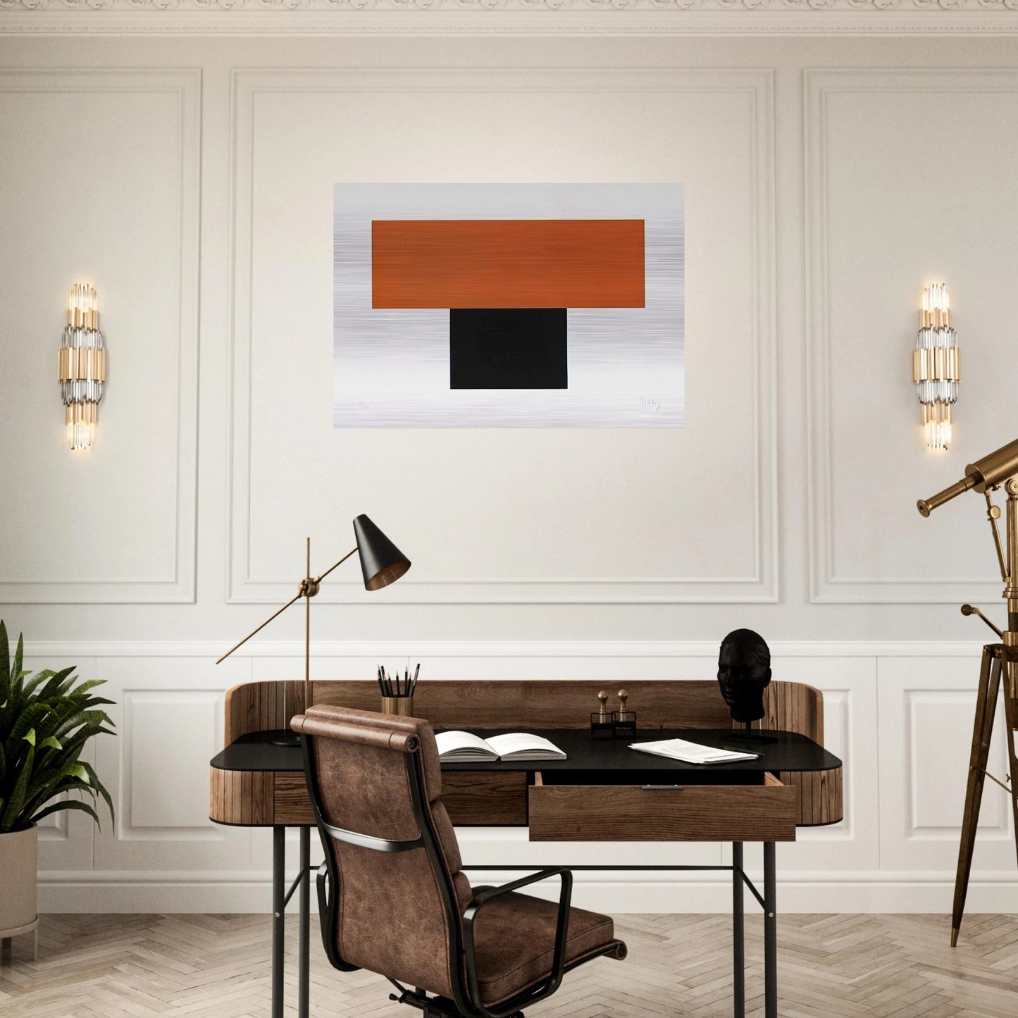 Red-Orange over Black - Ellsworth Kelly Brushed Aluminum Print - 70x100 cm / 28x40 inches | Ellsworth Kelly Aluminum Print | Ellsworth Kelly Prints