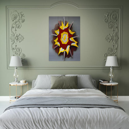 EXPLOSION I 1965 - Roy Lichtenstein Brushed Aluminum Print - 70x100 cm / 28x40 inches | Roy Lichtenstein Aluminum Print | Roy Lichtenstein Prints