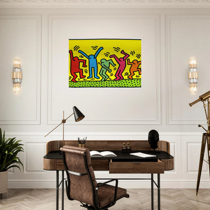 UNTITLED DANCE 1987 - Keith Haring Brushed Aluminum Print - 70x100 cm / 28x40 inches | Keith Haring Aluminum Print | Keith Haring Prints | Keith Haring Art For Sale