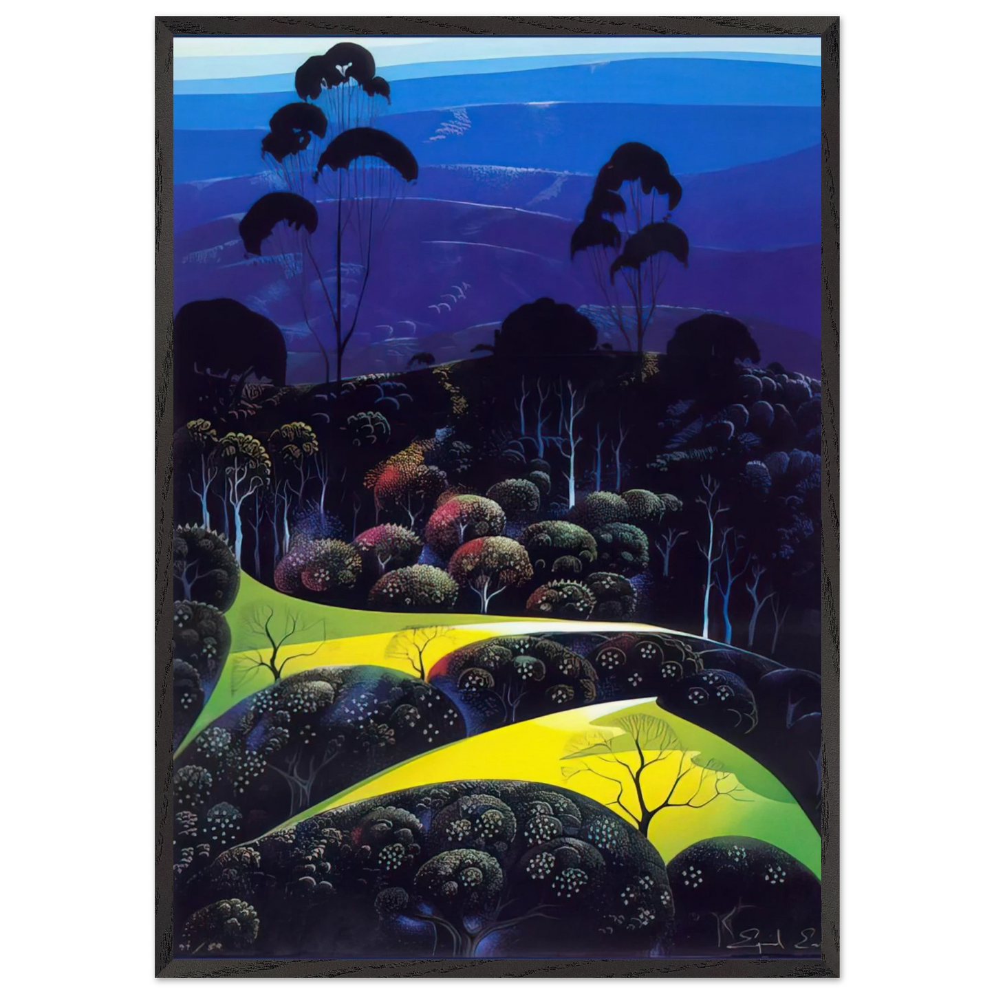 Inland from the Sea - Eyvind Earle 70x100 cm / 28x40 inches Framed Art Print – Black Wooden Frame