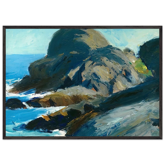 Rocky Shore - Edward Hopper 70x100 cm / 28x40 inches Framed Art Print – Black Wooden Frame