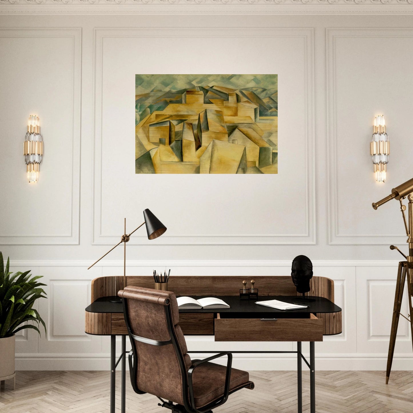 Houses on the hill - Pablo Picasso Brushed Aluminum Print - 70x100 cm / 28x40 inches | Pablo Picasso Aluminum Print | Pablo Picasso Prints