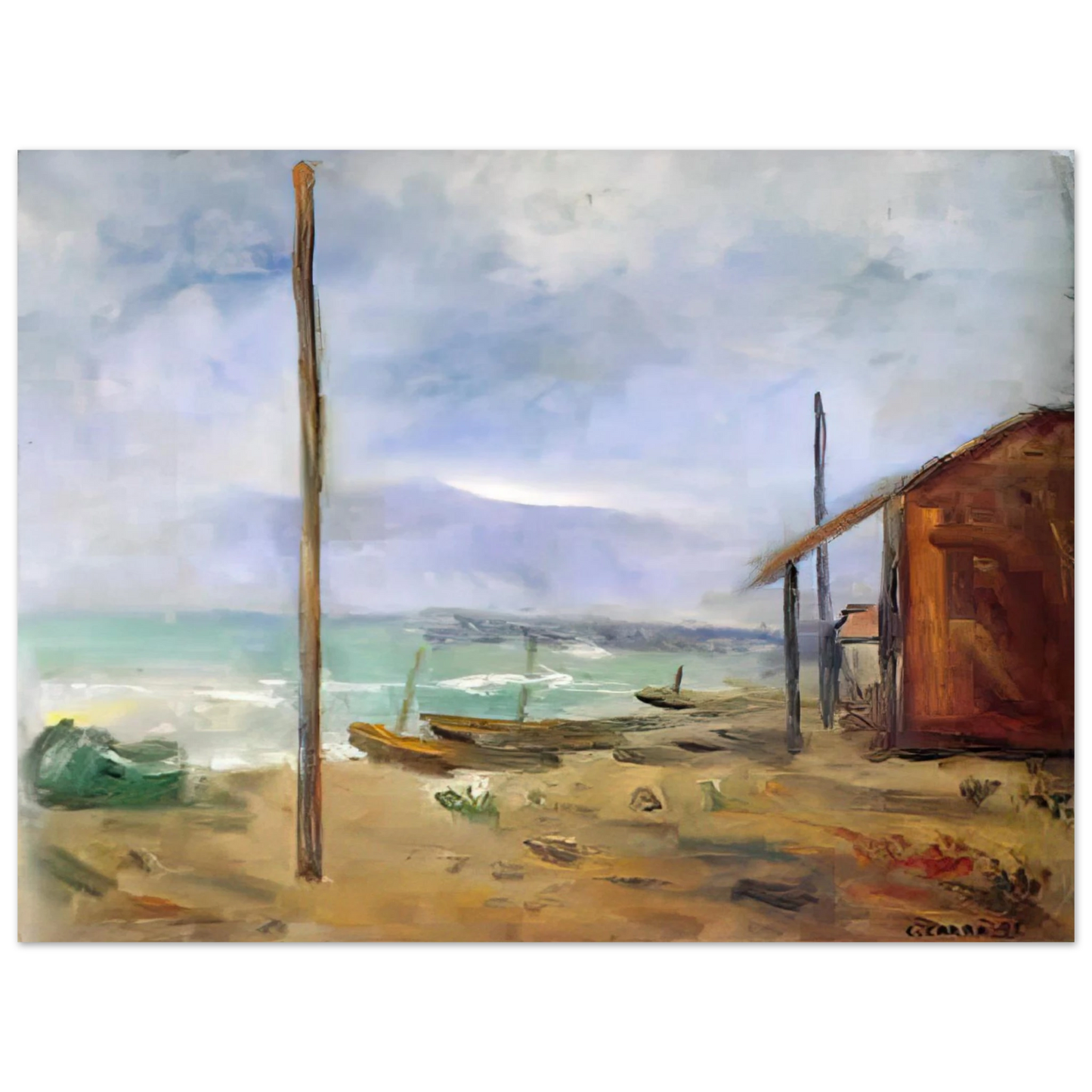 Carlo Carra - PIOGGIA AL MARE 1929  75x100 cm / 30x40inches Fine Art Poster