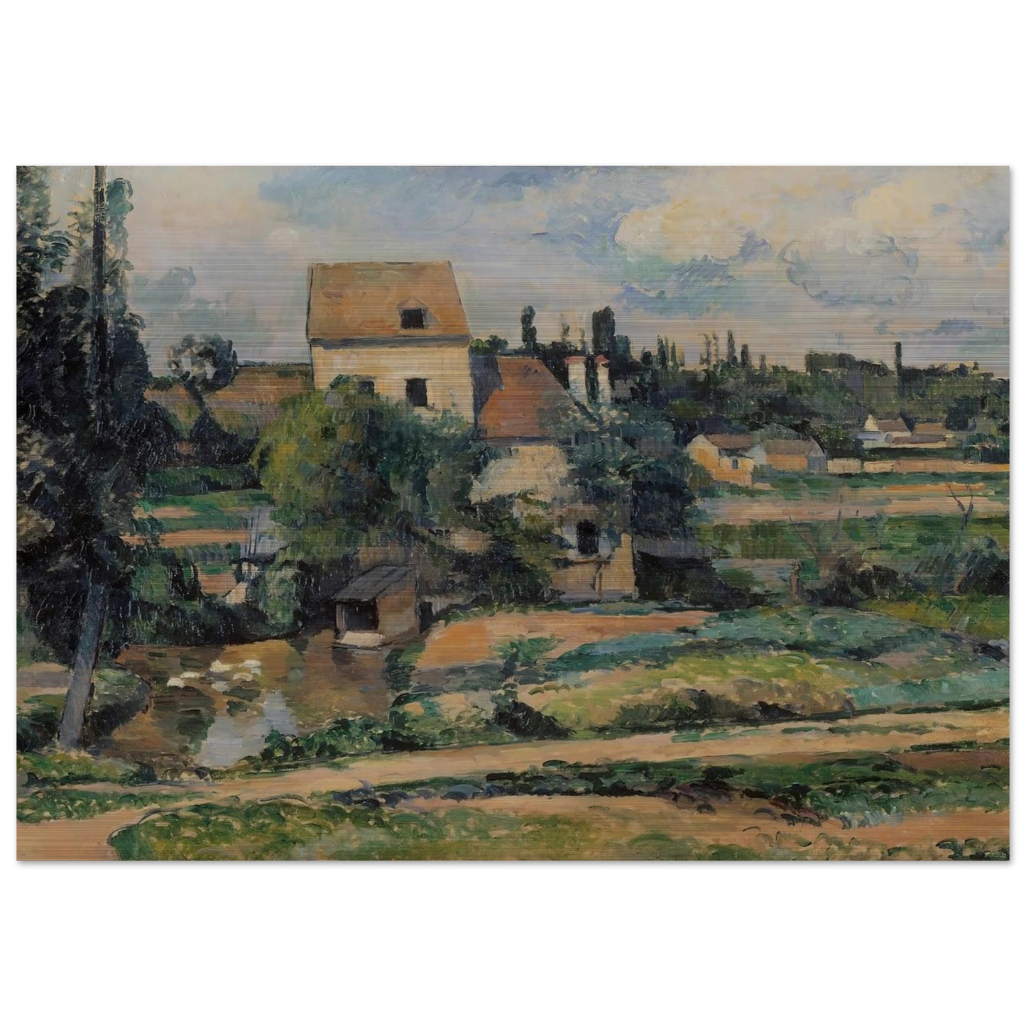 Moulin de la Couleuvre at Pontoise - Paul Cézanne Brushed Aluminum Print - 70x100 cm / 28x40 inches | Paul Cézanne Aluminum Print | Paul Cézanne Prints