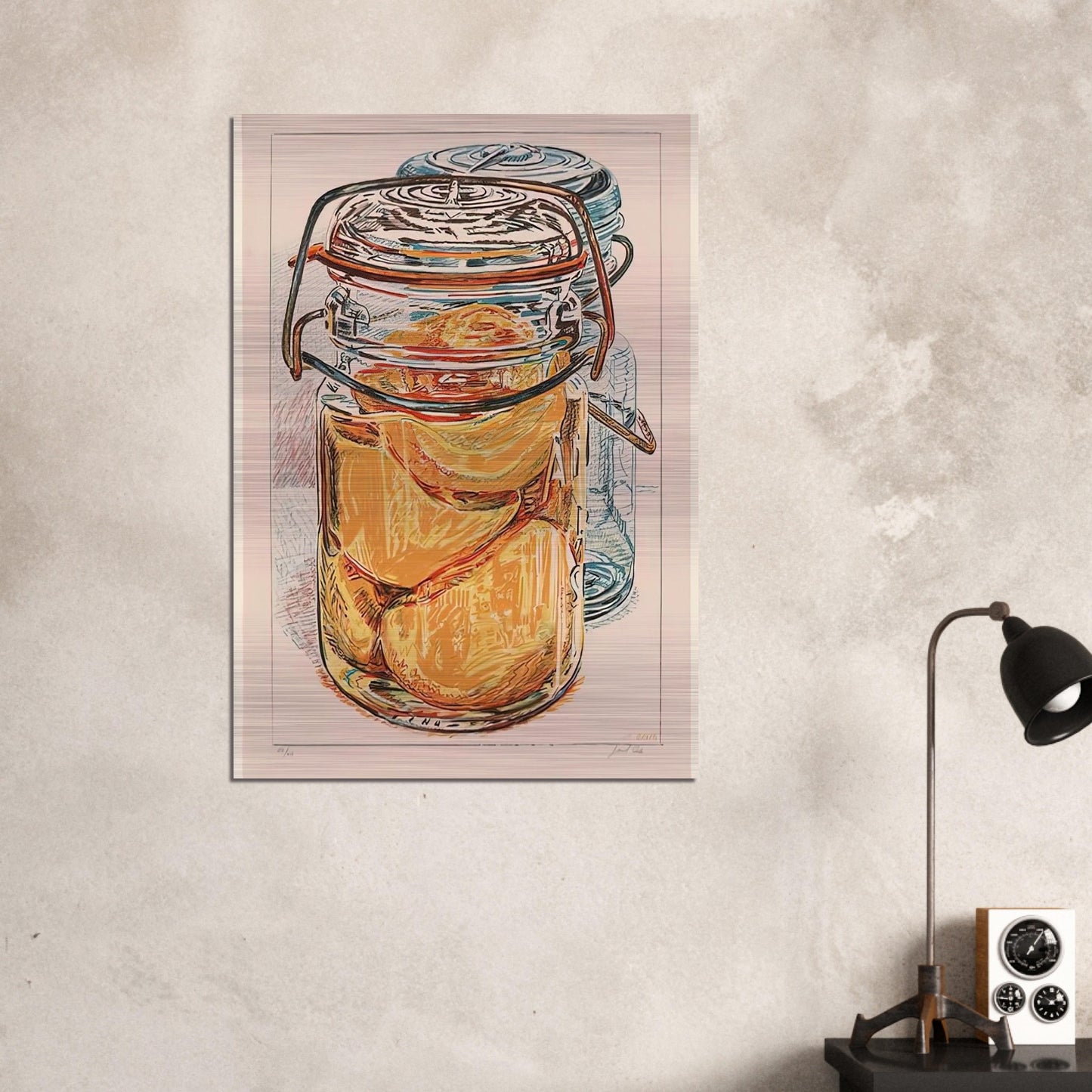 PRESERVED PEACHES 1975 - Janet Fish Brushed Aluminum Print - 70x100 cm / 28x40 inches | Janet Fish Aluminum Print | Janet Fish Prints