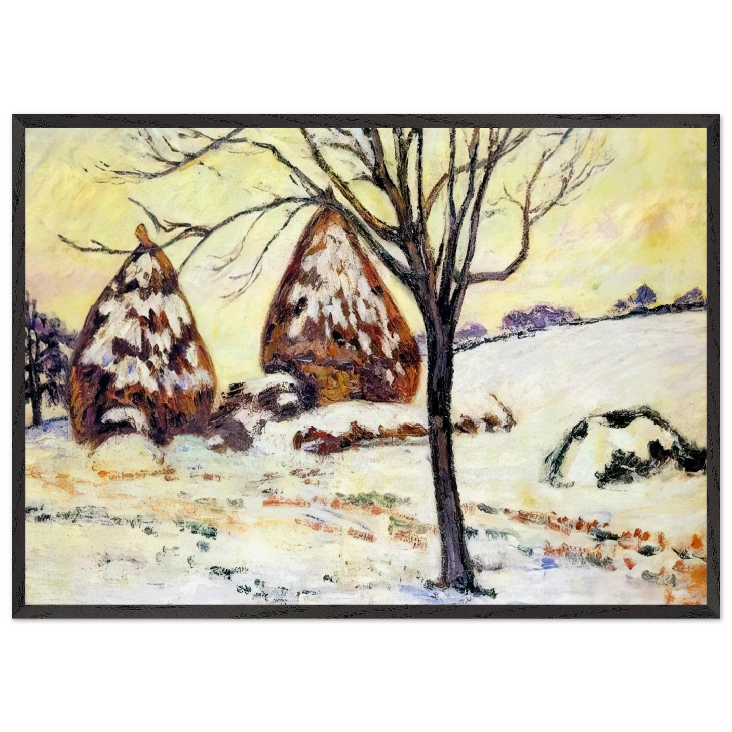 Effts de neige a Palaiseau - 1883 - Armand Guillaumin 70x100 cm / 28x40 inches Framed Art Print – Black Wooden Frame
