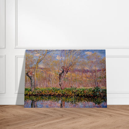 The Banks of the River Epte in Springtime - claude monet Brushed Aluminum Print - 70x100 cm / 28x40 inches | claude monet Aluminum Print | claude monet Prints