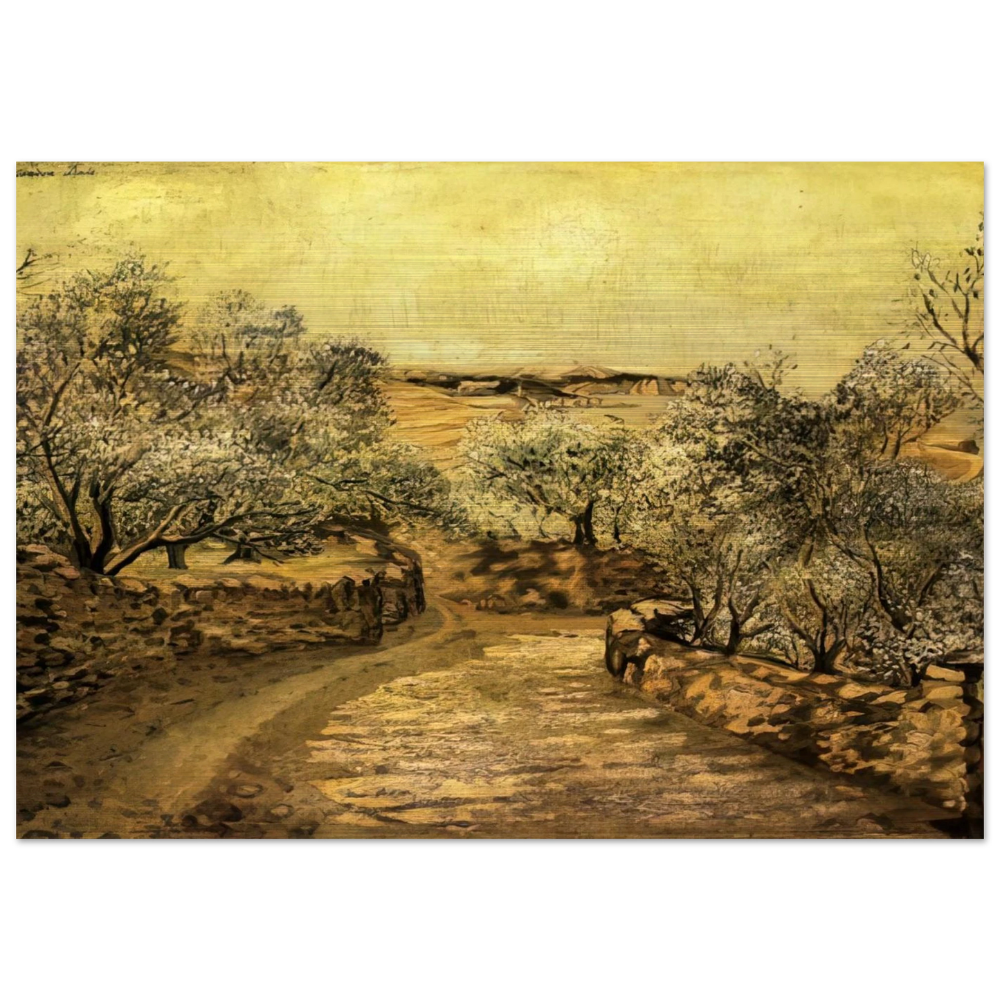 THE LANE TO PORT LLIGAT WITH VIEW OF CAP CREUS - Salvador Dali Brushed Aluminum Print - 70x100 cm / 28x40 inches | Salvador Dali Aluminum Print | Salvador Dali Prints