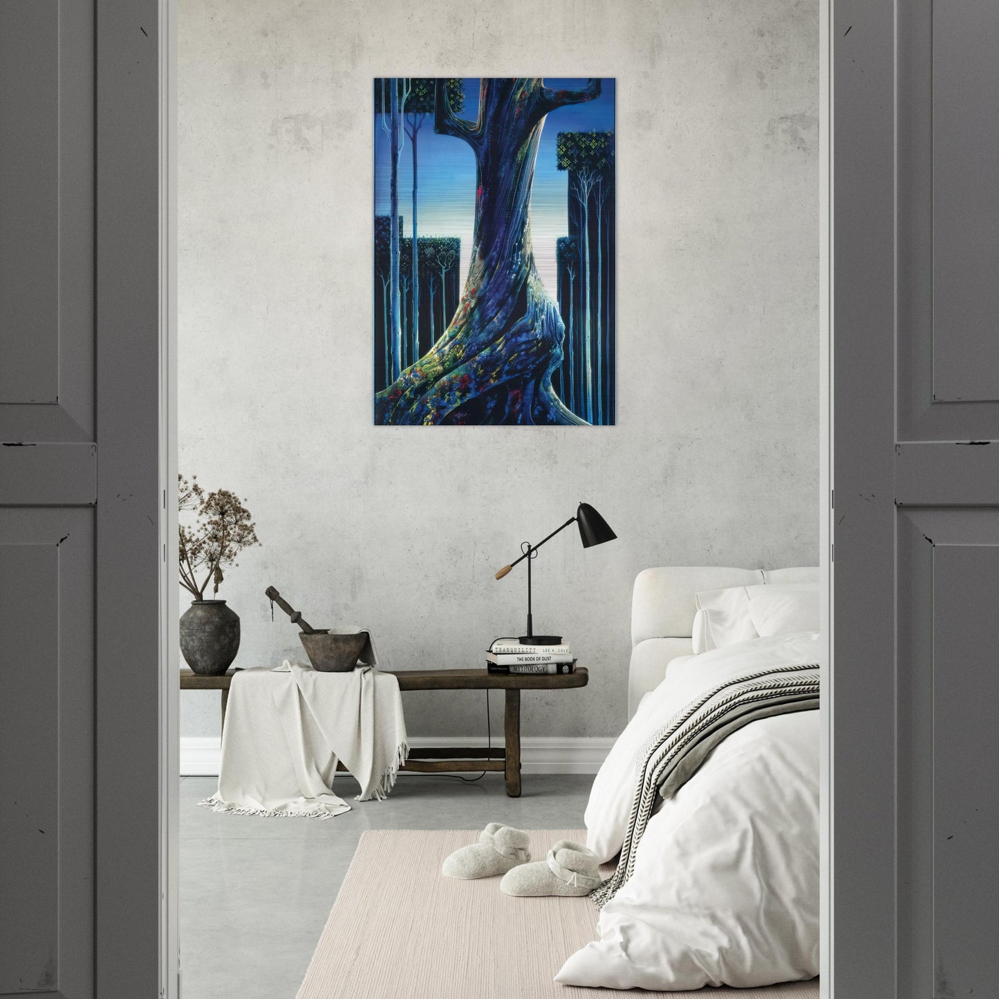 Medieval Forest - Eyvind Earle Brushed Aluminum Print - 70x100 cm / 28x40 inches | Eyvind Earle Aluminum Print | Eyvind Earle Prints
