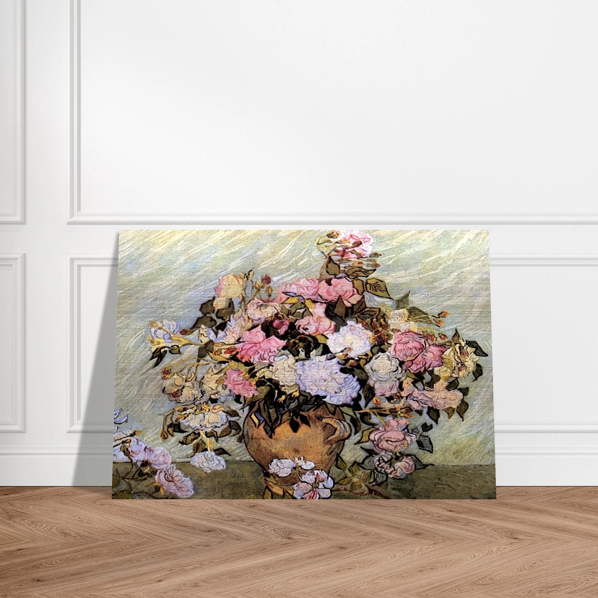 Still Life Vase with Roses - Vincent van Gogh Brushed Aluminum Print - 70x100 cm / 28x40 inches | Vincent van Gogh Aluminum Print | Vincent van Gogh Prints