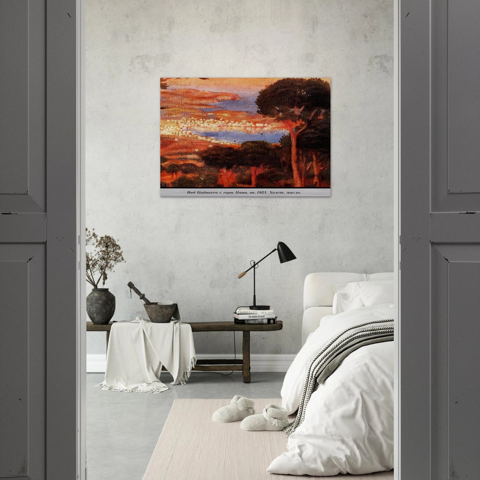 VIEW OF CADAQU%C3%A9S FROM MOUNT PANI - Salvador Dali Brushed Aluminum Print - 70x100 cm / 28x40 inches | Salvador Dali Aluminum Print | Salvador Dali Prints
