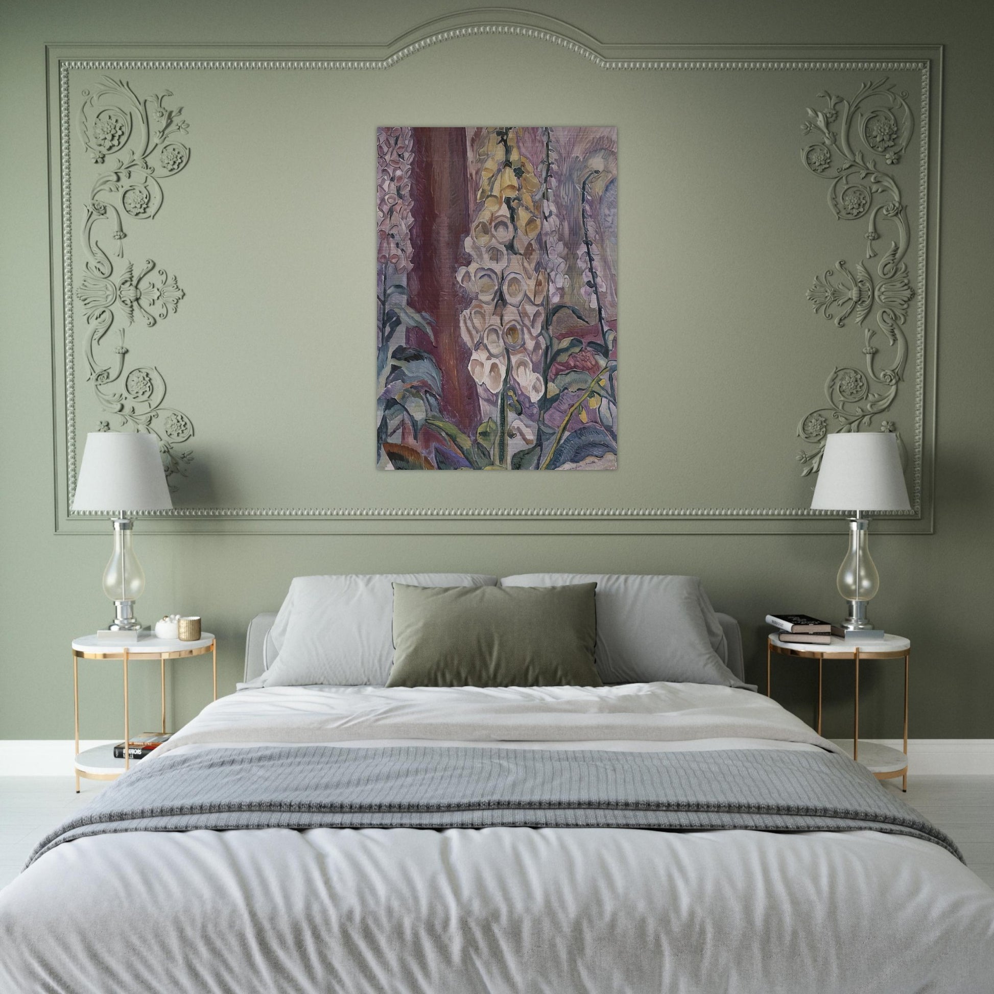 Foxgloves growing - 1929 - Grace Cossington Smith Brushed Aluminum Print - 70x100 cm / 28x40 inches | Grace Cossington Smith Aluminum Print | Grace Cossington Smith Prints