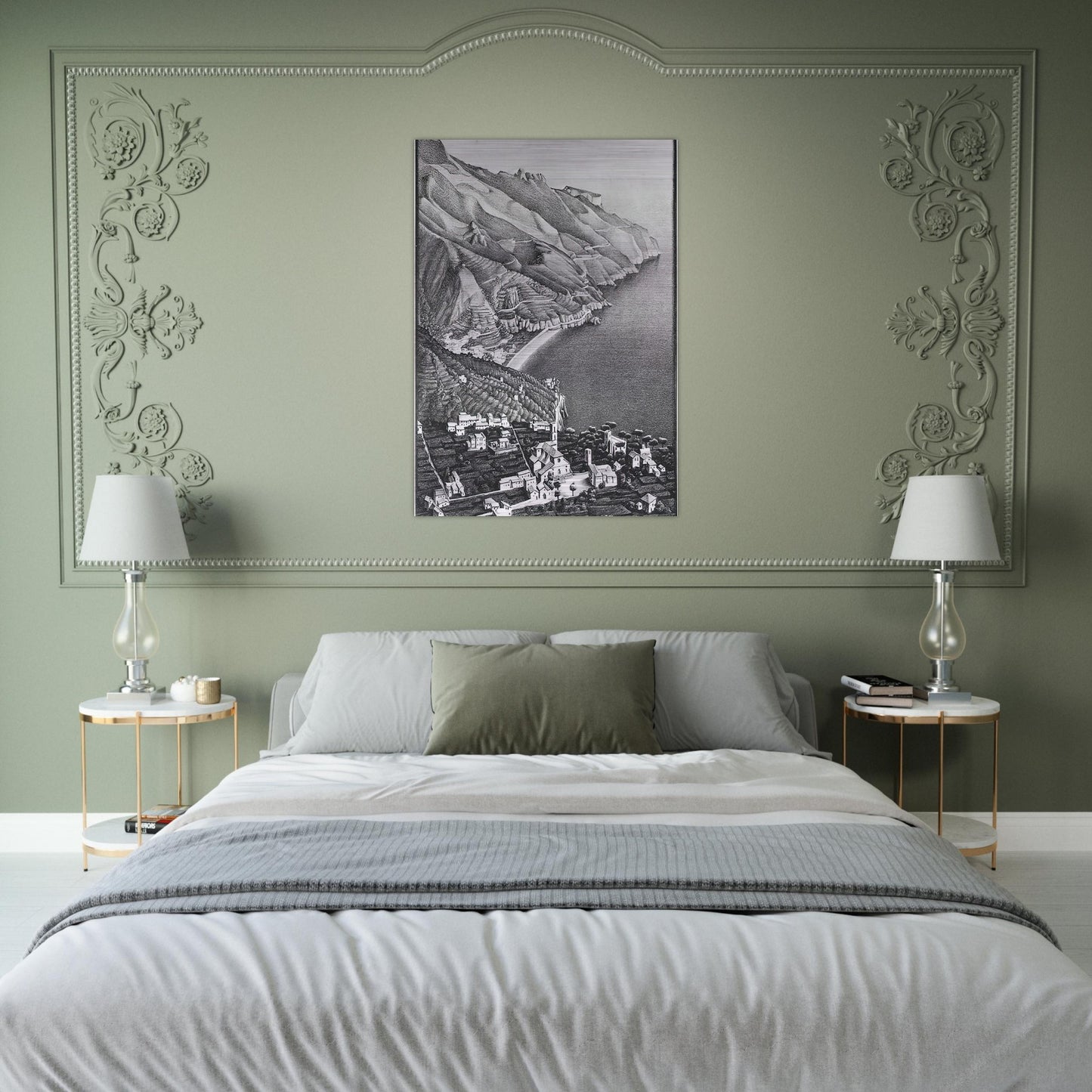RAVELLO AND THE COAST OF AMALFI - MC Escher Brushed Aluminum Print - 70x100 cm / 28x40 inches | MC Escher Aluminum Print | MC Escher Prints