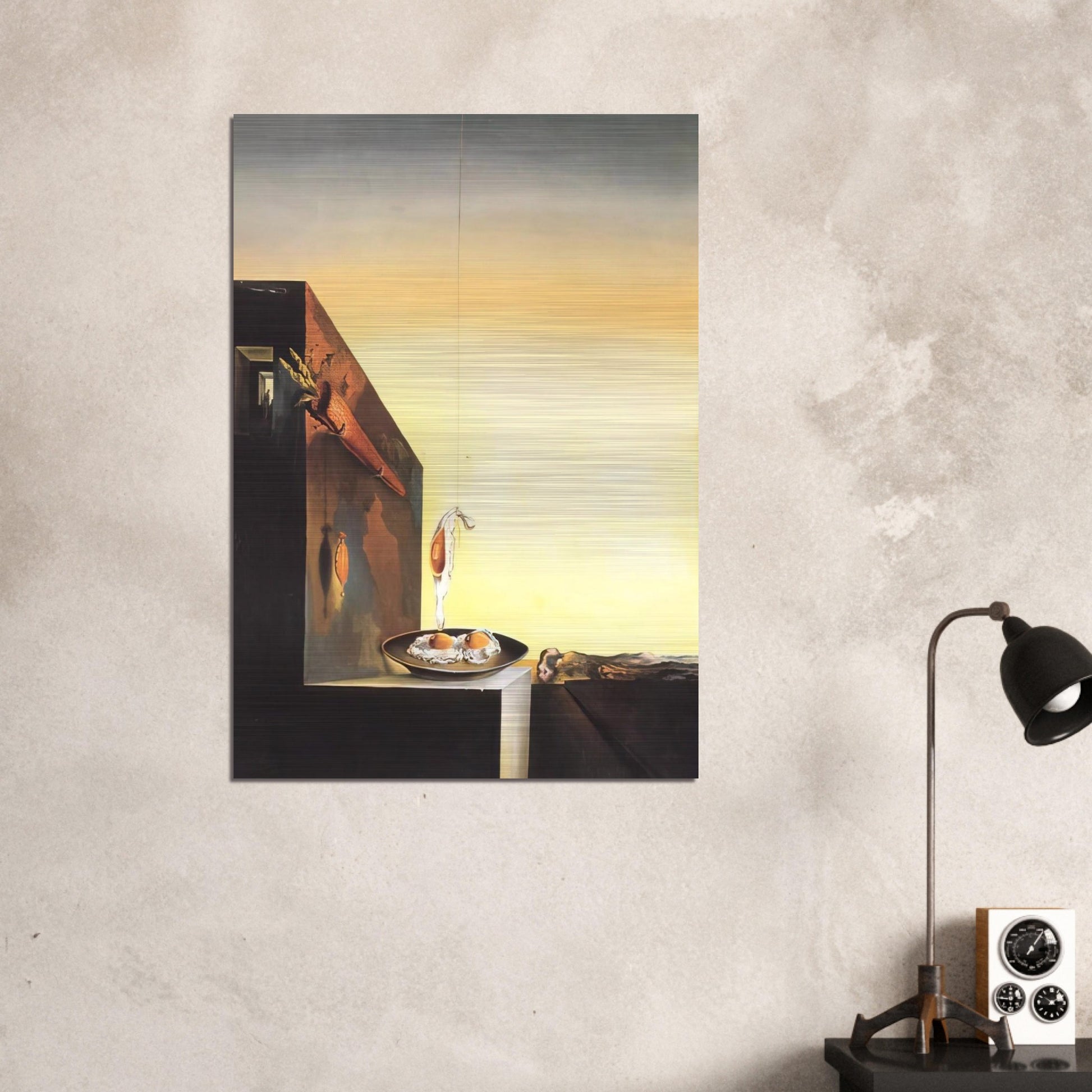 EGGS ON PLATE WITHOUT THE FLAT - Salvador Dali Brushed Aluminum Print - 70x100 cm / 28x40 inches | Salvador Dali Aluminum Print | Salvador Dali Prints