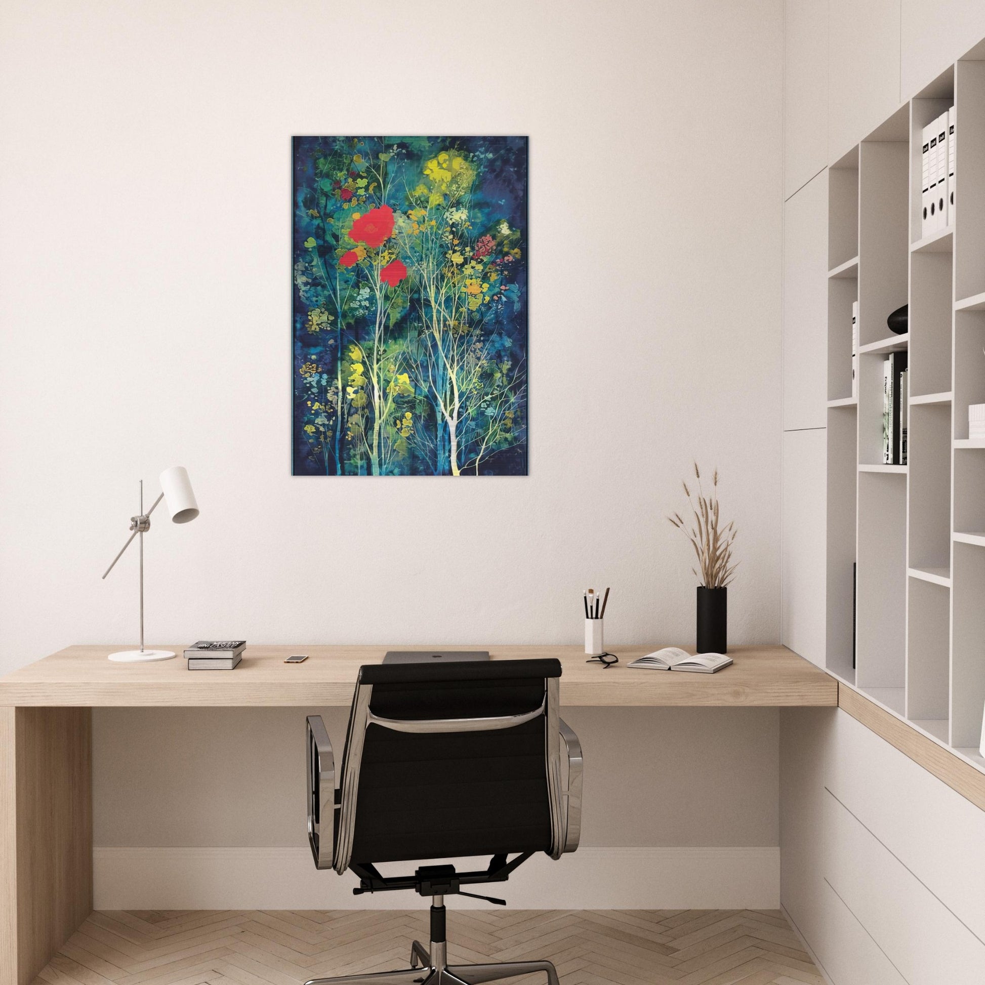 Poppies and Flowers - Eyvind Earle Brushed Aluminum Print - 70x100 cm / 28x40 inches | Eyvind Earle Aluminum Print | Eyvind Earle Prints