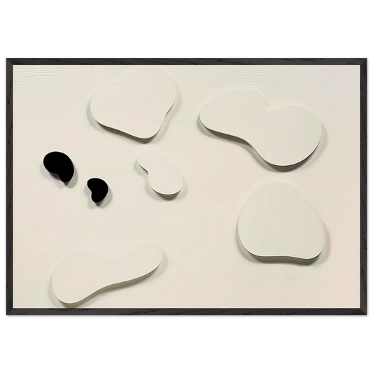 Constellation with 5 White Forms and 2 Black - Jean Arp 70x100 cm / 28x40 inches Framed Art Print – Black Wooden Frame
