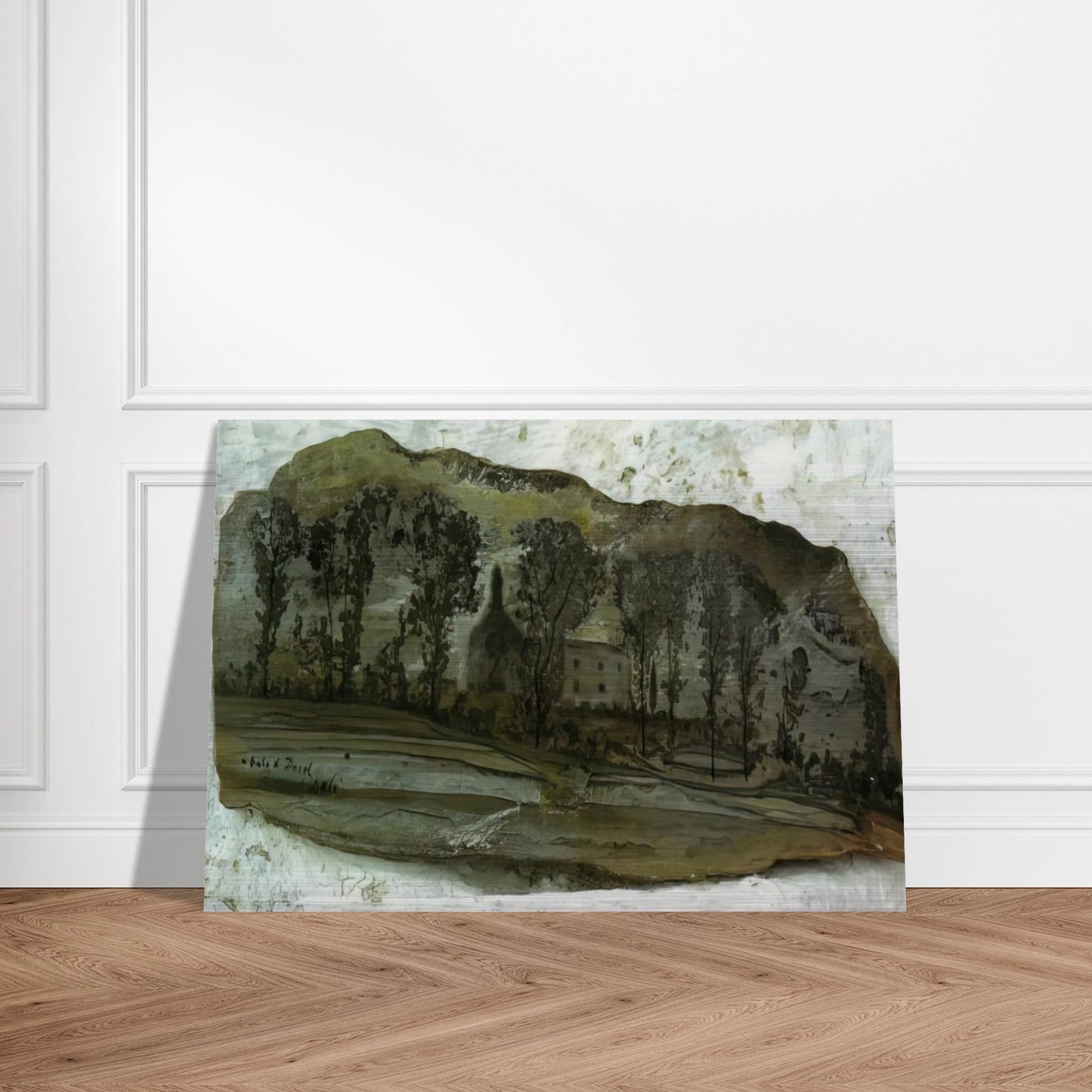 VIEW OF PUBOL - Salvador Dali Brushed Aluminum Print - 70x100 cm / 28x40 inches | Salvador Dali Aluminum Print | Salvador Dali Prints