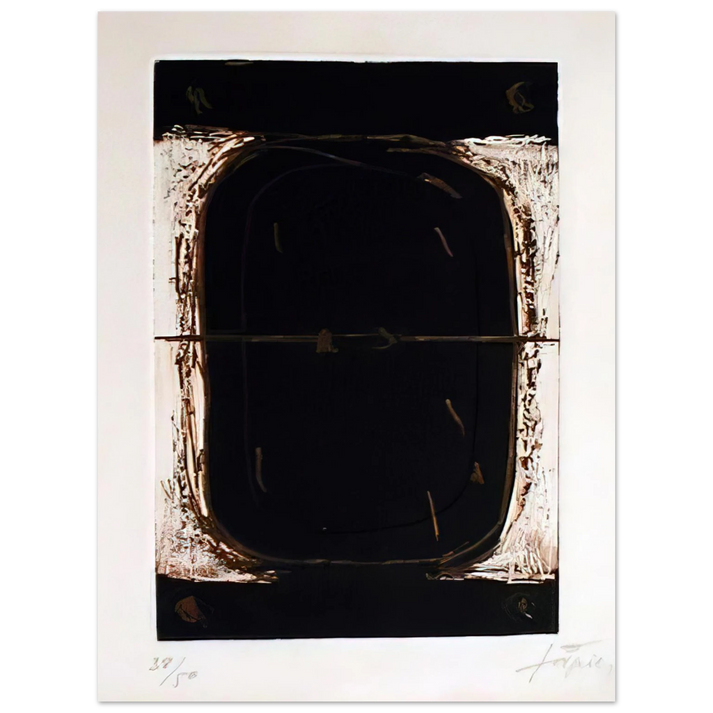 Antoni Tapies - ETCHING IN BROWN AND BURNT SIENNA 1962  75x100 cm / 30x40inches Fine Art Poster