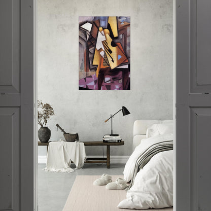 GUITAR ON A CHAIR 1913 - Juan Gris Brushed Aluminum Print - 70x100 cm / 28x40 inches | Juan Gris Aluminum Print | Juan Gris Prints