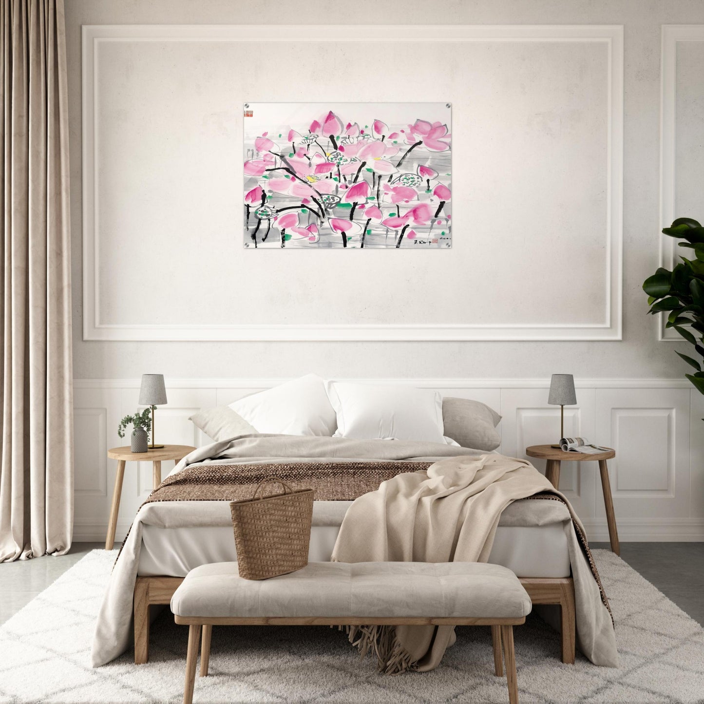 Lotus under the sun - 2001 - Wu Guanzhong Acrylic Print - 70x100 cm / 28x40″ inches