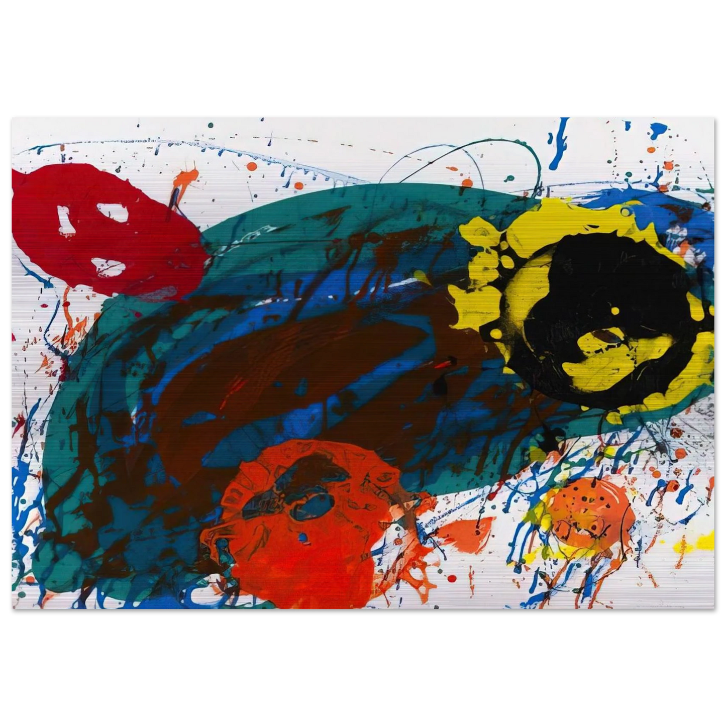 For Thirteen  SFS-335  - Sam Francis Brushed Aluminum Print - 70x100 cm / 28x40 inches | Sam Francis Aluminum Print | Sam Francis Prints