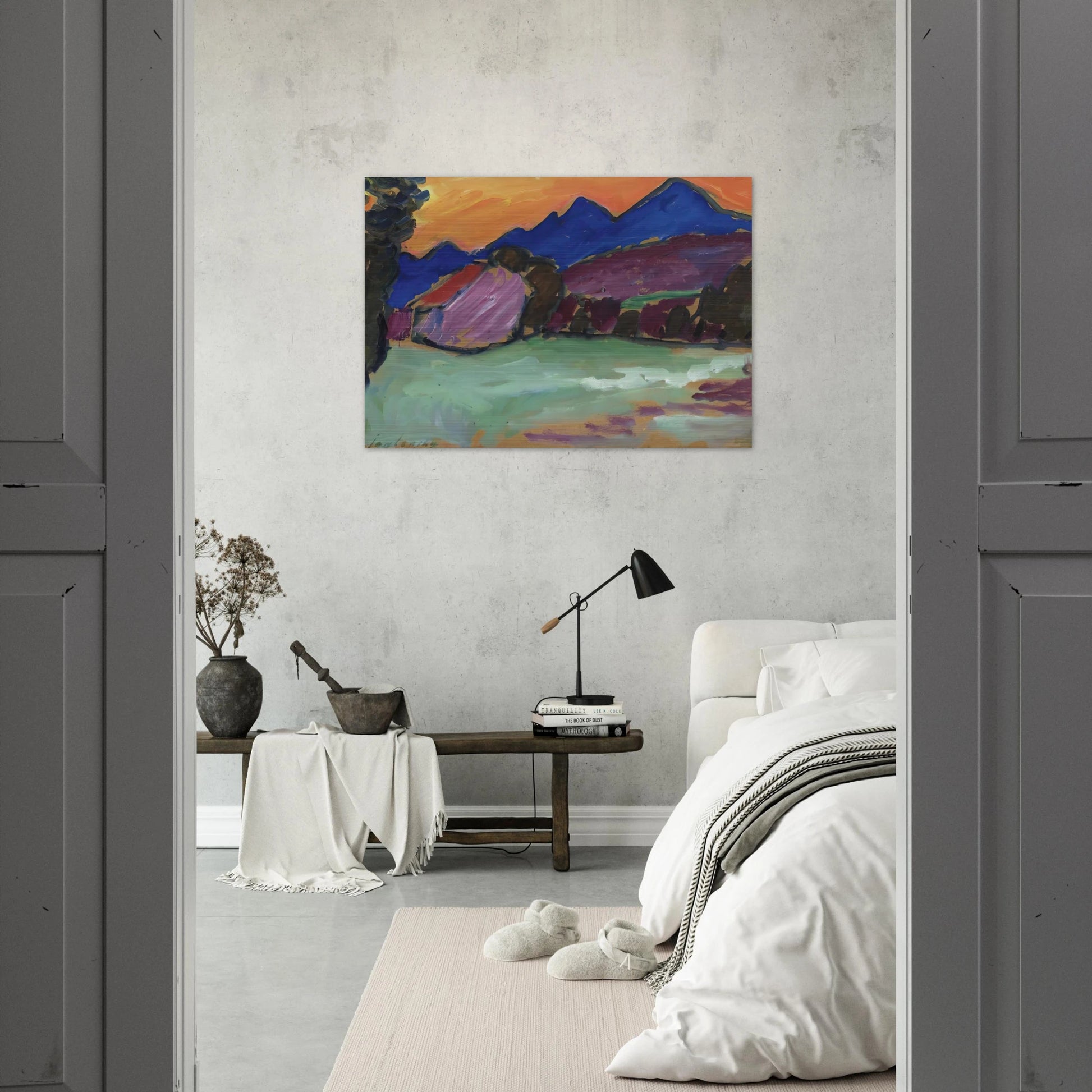 ROTER ABEND BLAUE BERGE 1910 - Alexej von Jawlensky Brushed Aluminum Print - 70x100 cm / 28x40 inches | Alexej von Jawlensky Aluminum Print | Alexej von Jawlensky Prints