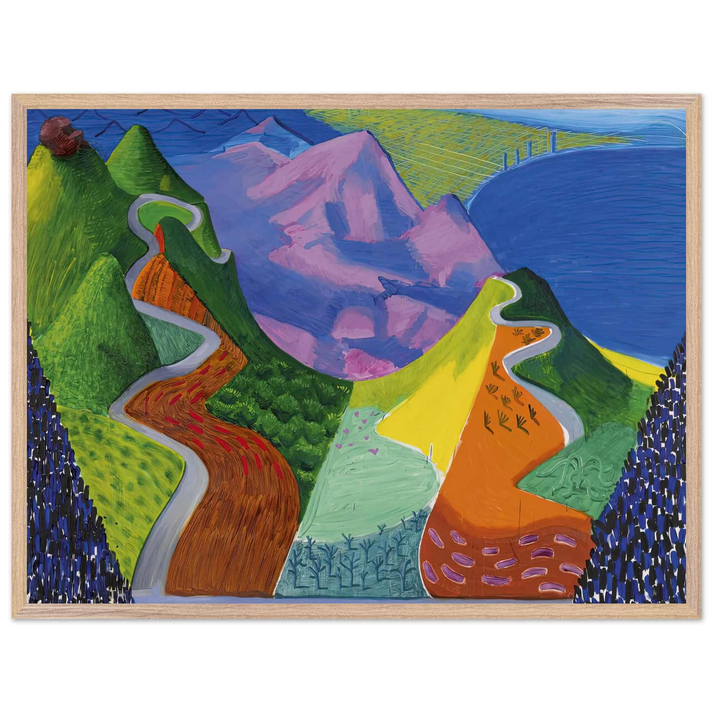 David Hockney - David Hockney Wall art - A1 (59.4 x 84.1  cm) - Premium Wooden Framed Poster With Fine Art Paper-canvas - Wood frame
