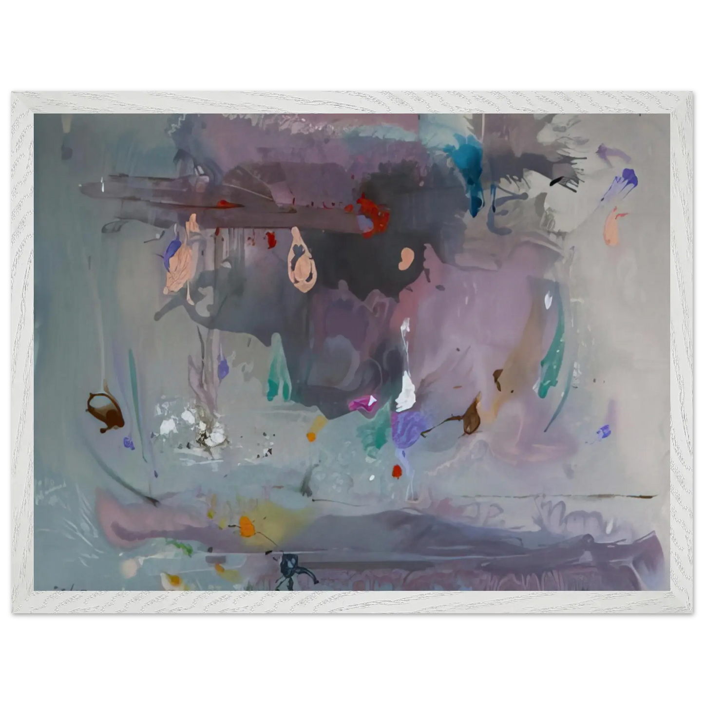 Helen Frankenthaler - Grey Fireworks - 2000 Wall art - 40x50 cm / 16x20 Inches - Premium Wooden Framed Poster With Fine Art Paper - Wood frame