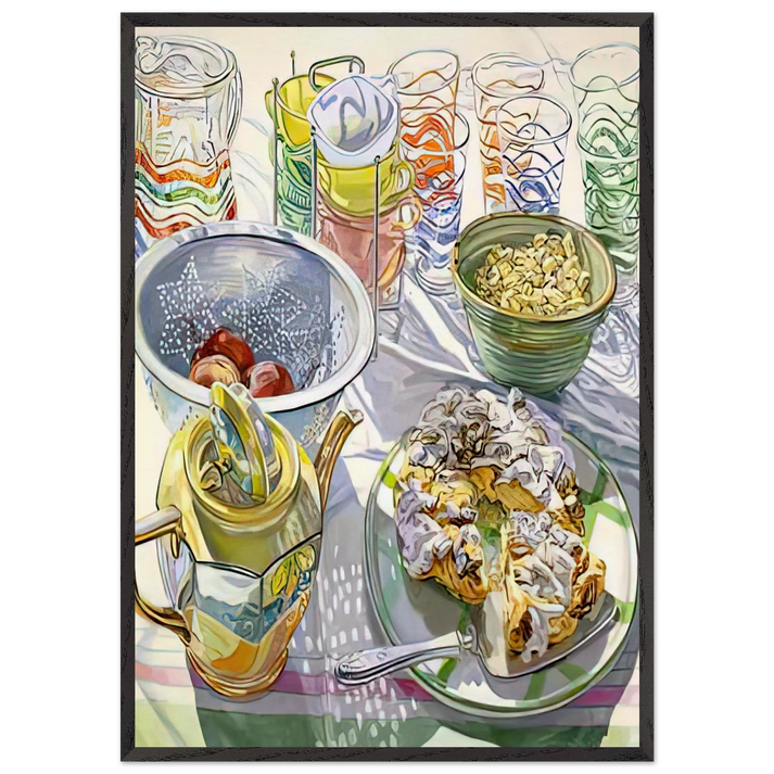 COFFEE CAKE 2003 - Janet Fish 70x100 cm / 28x40 inches Framed Art Print – Black Wooden Frame