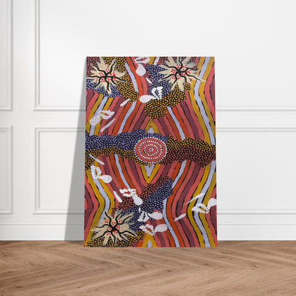 Womans Dreaming - 2000 - Clifford Possum Tjapaltjarri Brushed Aluminum Print - 70x100 cm / 28x40 inches | Clifford Possum Tjapaltjarri Aluminum Print | Clifford Possum Tjapaltjarri Prints