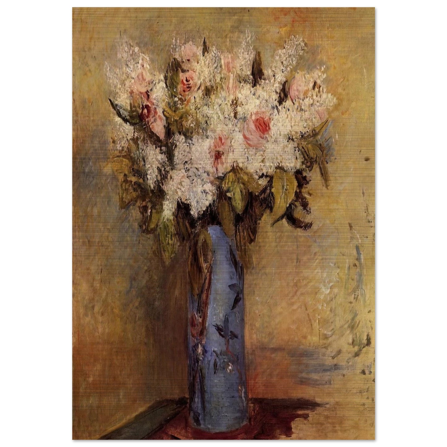Vase of Lilacs and Roses - Pierre-Auguste Renoir Brushed Aluminum Print - 70x100 cm / 28x40 inches | Pierre-Auguste Renoir Aluminum Print | Pierre-Auguste Renoir Prints