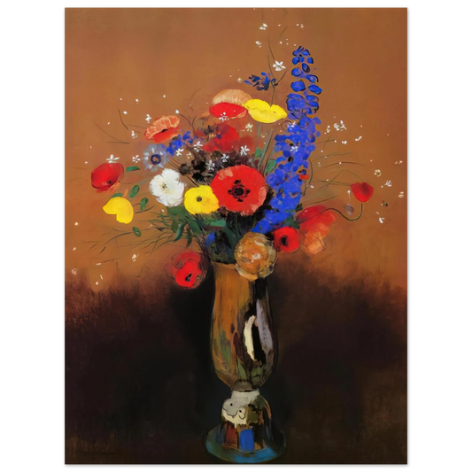 Odilon Redon - WILD FLOWERS IN A LONG NECKED VASE  75x100 cm / 30x40inches Fine Art Poster
