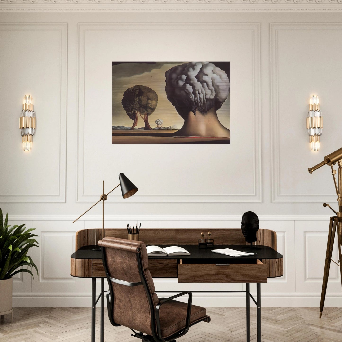 HREE SPHINXES OF BIKINI - Salvador Dali Brushed Aluminum Print - 70x100 cm / 28x40 inches | Salvador Dali Aluminum Print | Salvador Dali Prints
