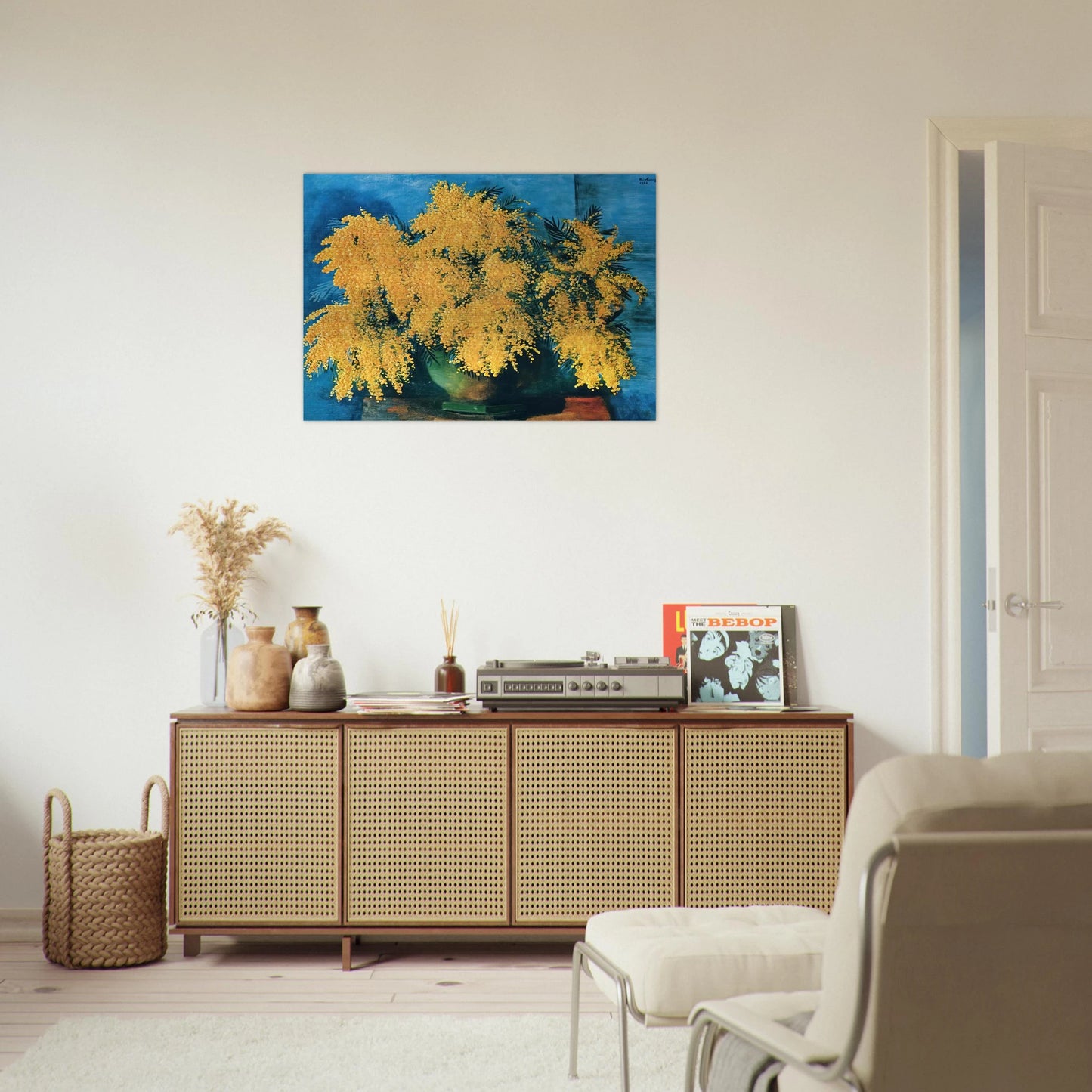 VASE OF MIMOSA 1952 - Moise Kisling Brushed Aluminum Print - 70x100 cm / 28x40 inches | Moise Kisling Aluminum Print | Moise Kisling Prints