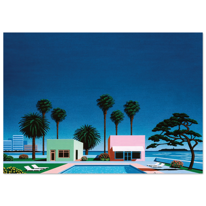 Hiroshi Nagai - Pacific Breeze Wall Art - 21x29.7 cm / 8x12" - Premium Wooden Framed Poster With Fine Art Paper - White frame