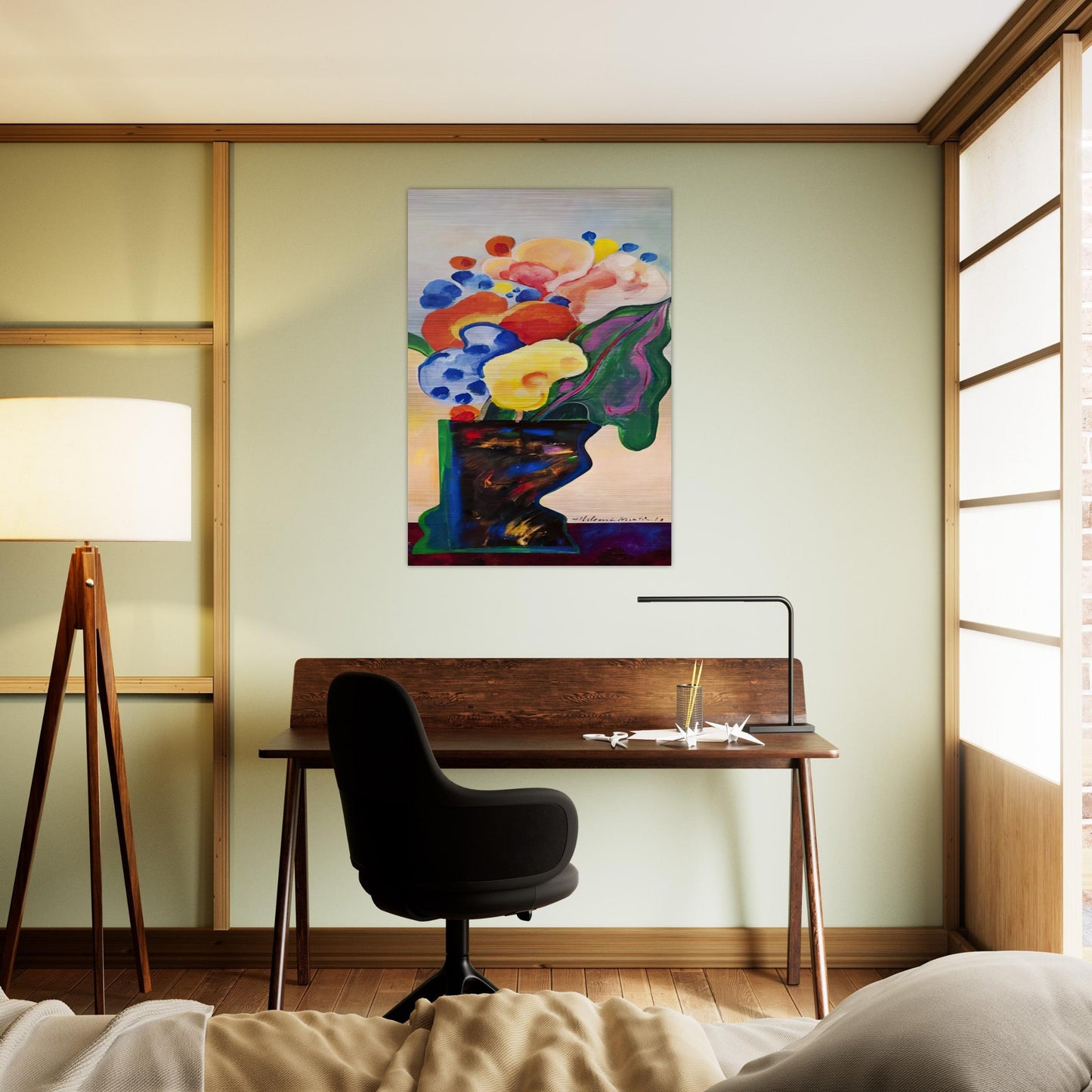 Vase With Flowers - 1990 - Aldemir Martins Brushed Aluminum Print - 70x100 cm / 28x40 inches | Aldemir Martins Aluminum Print | Aldemir Martins Prints