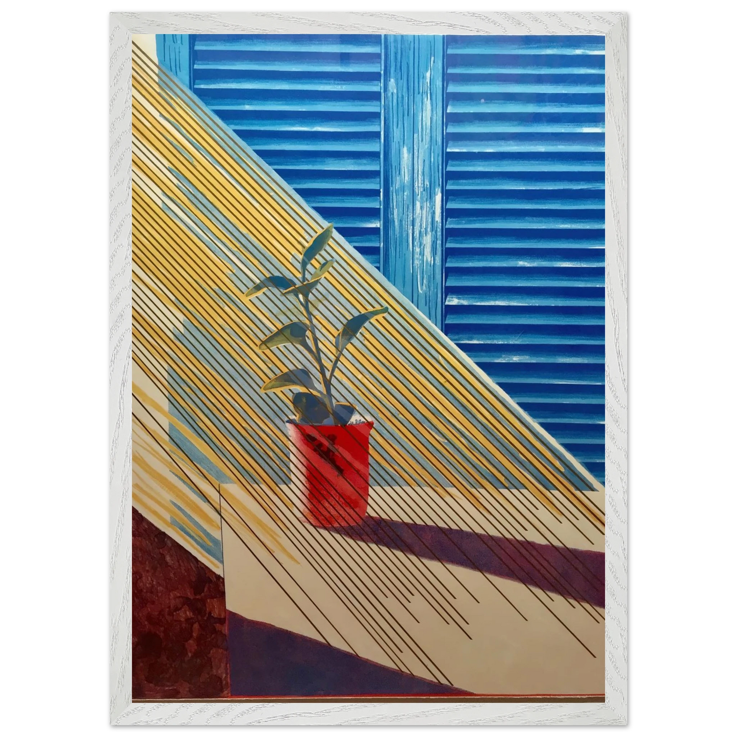 David Hockney - David Hockney Wall art - 70x100 cm / 28x40 inches - Premium Wooden Framed Poster With Fine Art Paper - White frame