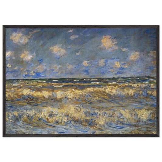 Rough Sea - claude monet 70x100 cm / 28x40 inches Framed Art Print – Black Wooden Frame