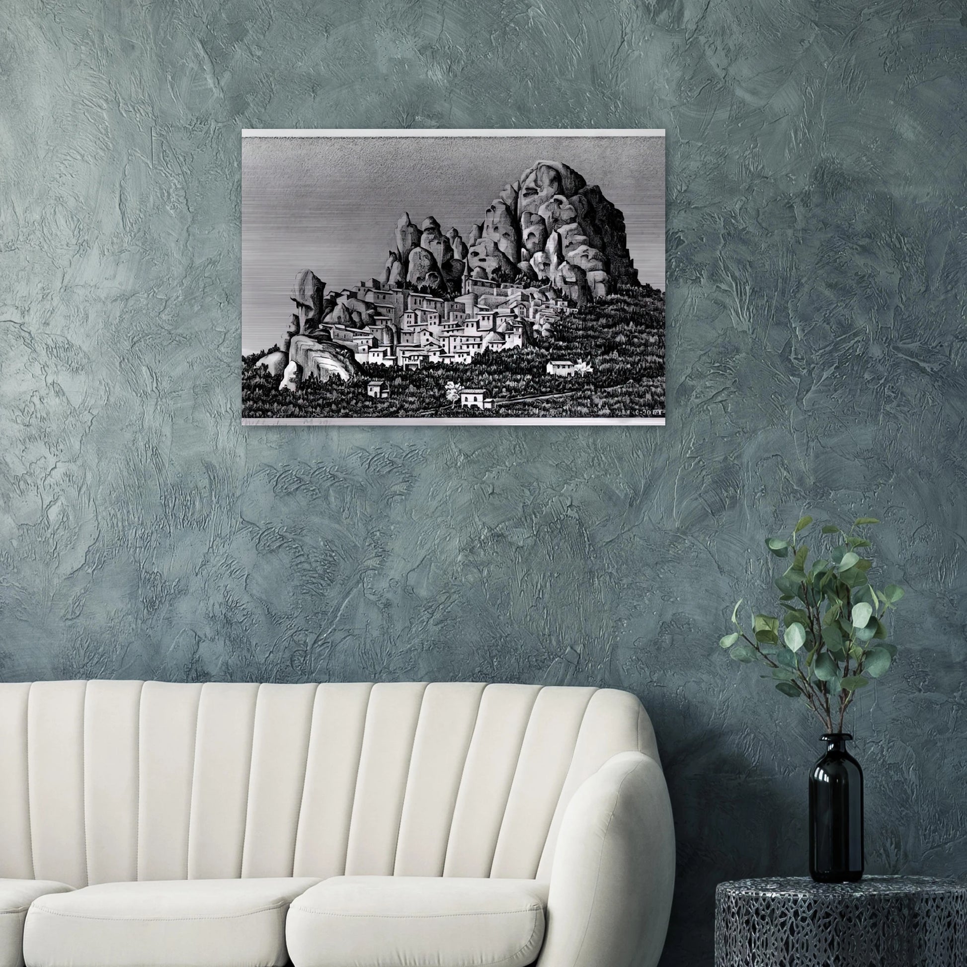 PENTEDATTIO CALABRIA OCTOBER 1930 1930 - MC Escher Brushed Aluminum Print - 70x100 cm / 28x40 inches | MC Escher Aluminum Print | MC Escher Prints | Maurits Cornelis Escher Prints