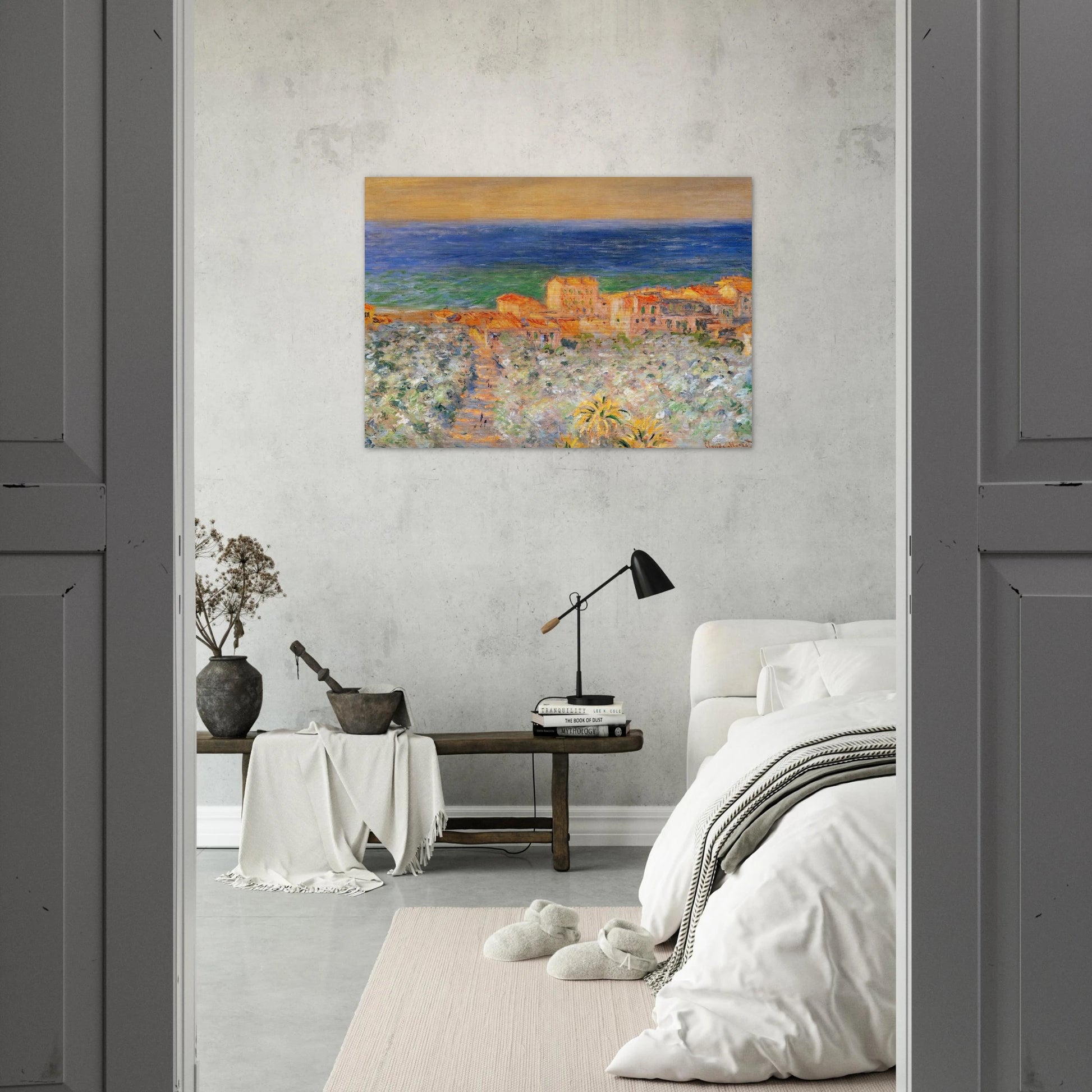 Burgo Marina at Bordighera - claude monet Brushed Aluminum Print - 70x100 cm / 28x40 inches | claude monet Aluminum Print | claude monet Prints
