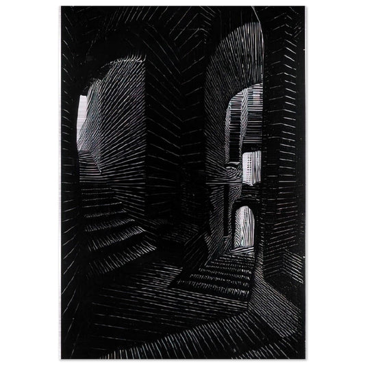 COVERED ALLEY IN ATRANI - MC Escher Brushed Aluminum Print - 70x100 cm / 28x40 inches | MC Escher Aluminum Print | MC Escher Prints