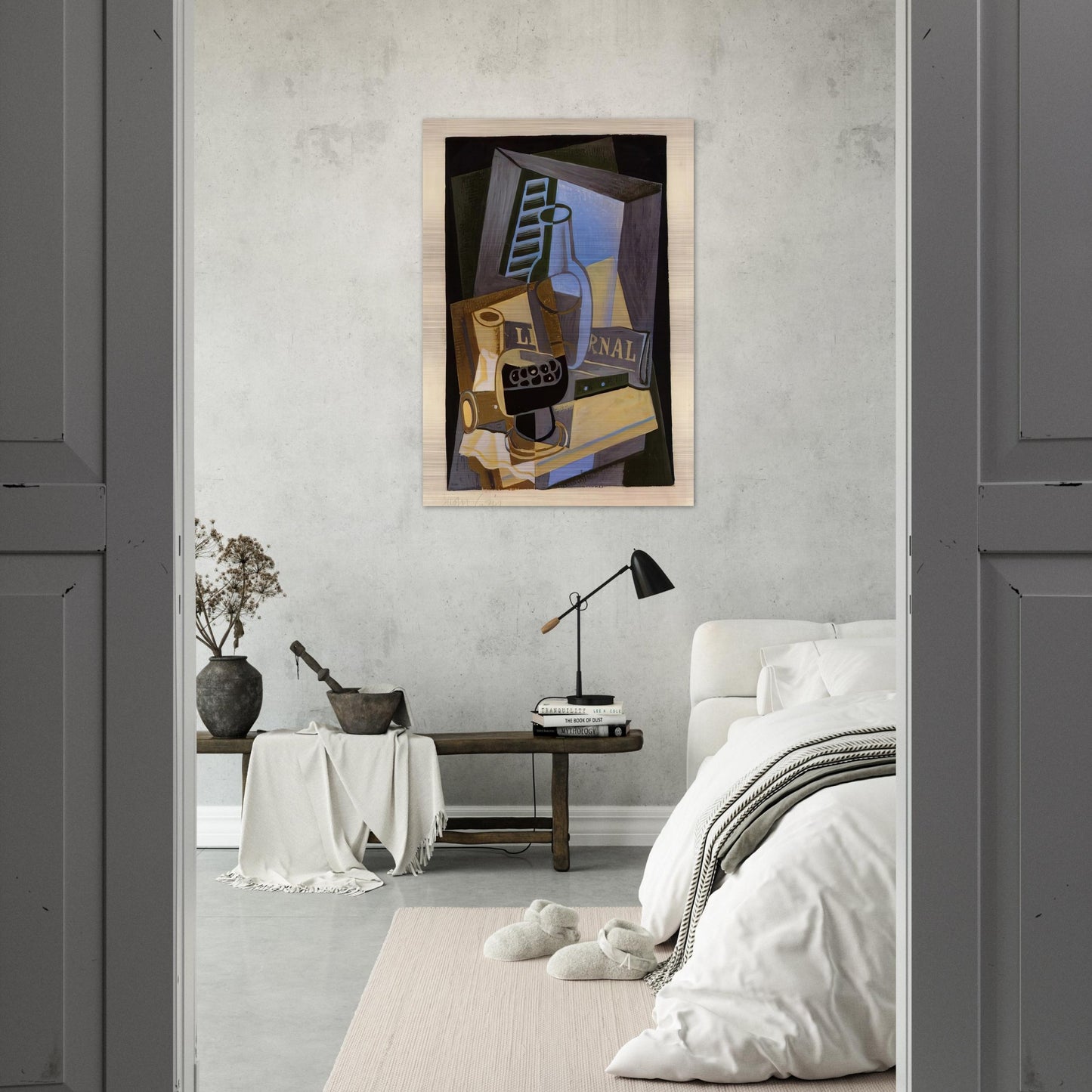 STILL LIFE IN FRONT OF THE WIINDOW 1922 - Juan Gris Brushed Aluminum Print - 70x100 cm / 28x40 inches | Juan Gris Aluminum Print | Juan Gris Prints