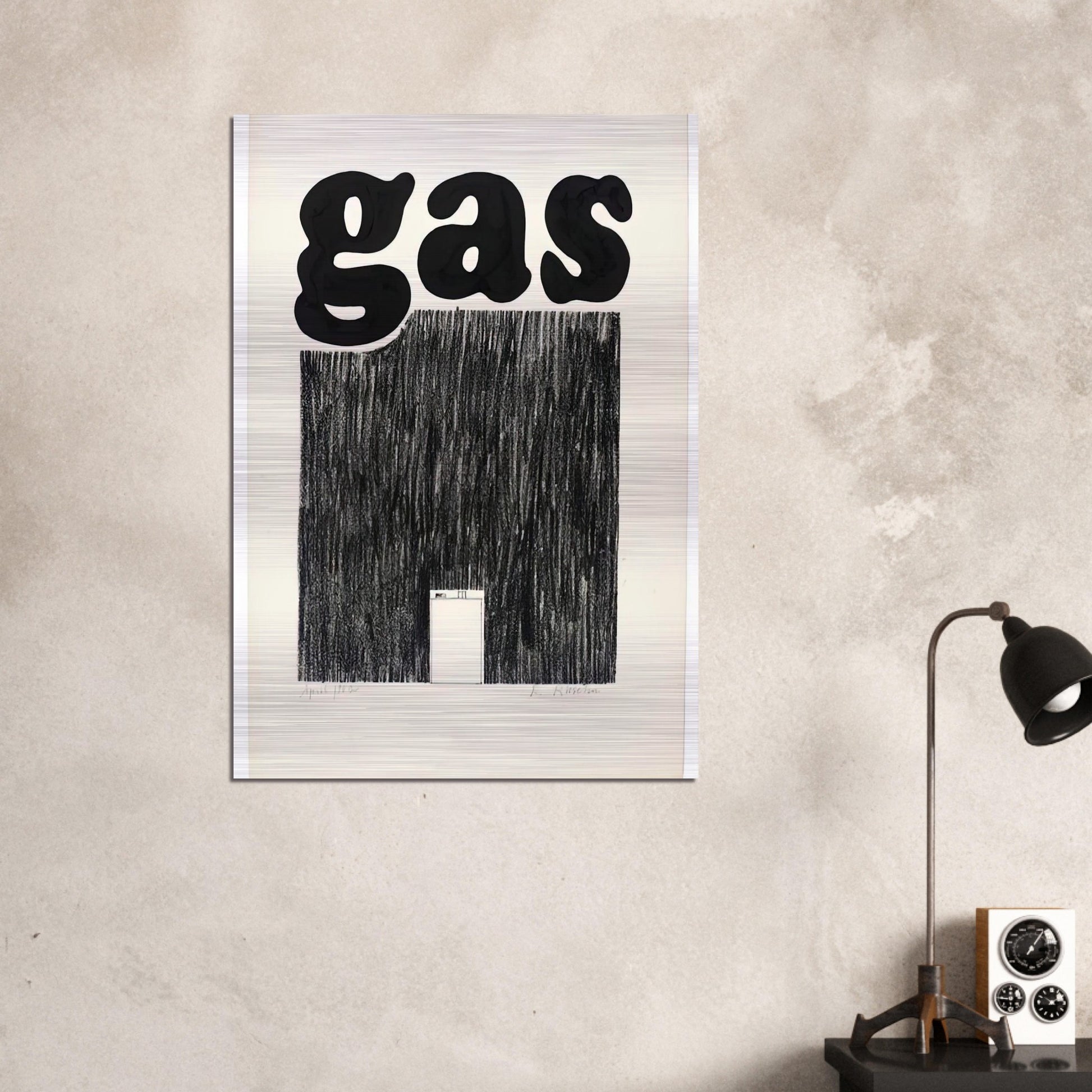 GAS 1962 - Edward Ruscha Brushed Aluminum Print - 70x100 cm / 28x40 inches | Edward Ruscha Aluminum Print | Edward Ruscha Prints